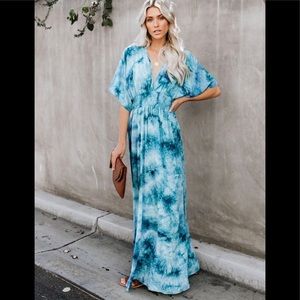 Vici Tie Dye Kimono Sleeve Maxi Dress